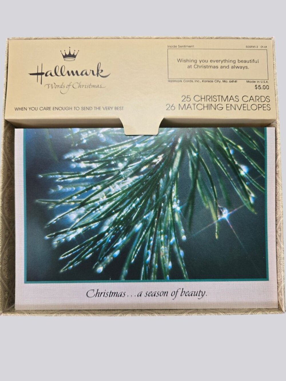 Hallmark Words Of Christmas 25 Cards & 26 Matching Envelopes "Season Of Beauty"